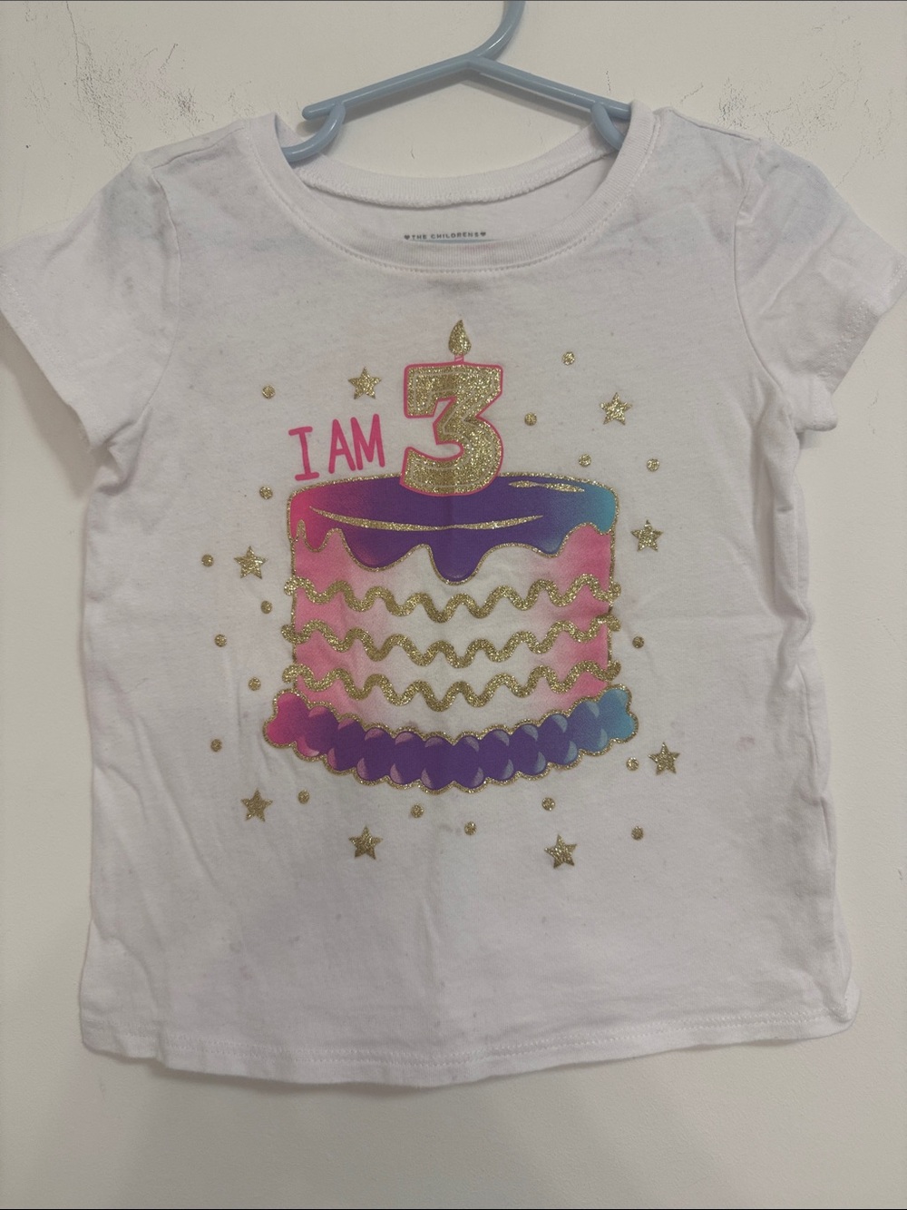 The Children's Place White 'I Am 3' Birthday Cake Short Sleeve Tee